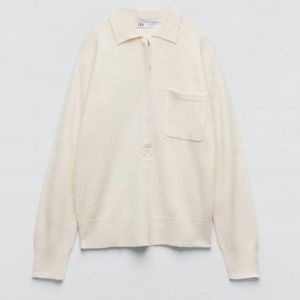 Zara 100% Wool Knit Polo Sweater
Ecru White S Size Extrasoft